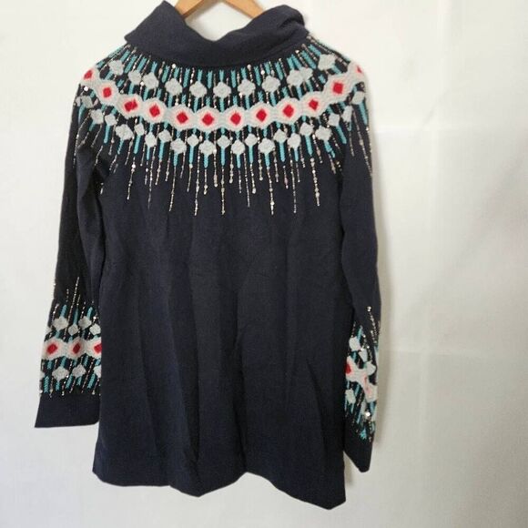 Soft Surroundings‎ Dahlia Embroidered Beaded Turtleneck Tunic Top sz S - Picture 6 of 7